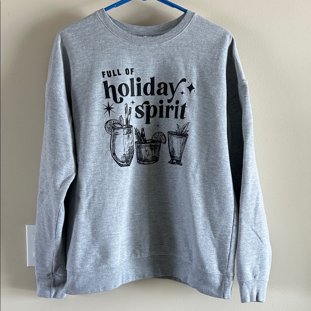 Tultex Gray 'Full of Holiday Spirit' Graphic Sweatshirt